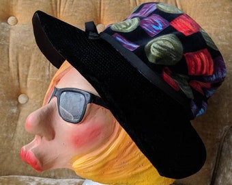 vintage 60s hat mustard yellow velvet cloche pillbox flapper fold cap Vintage 60s Hat Mustard Yellow Velvet Cloche Pillbox Flapper  main image 4