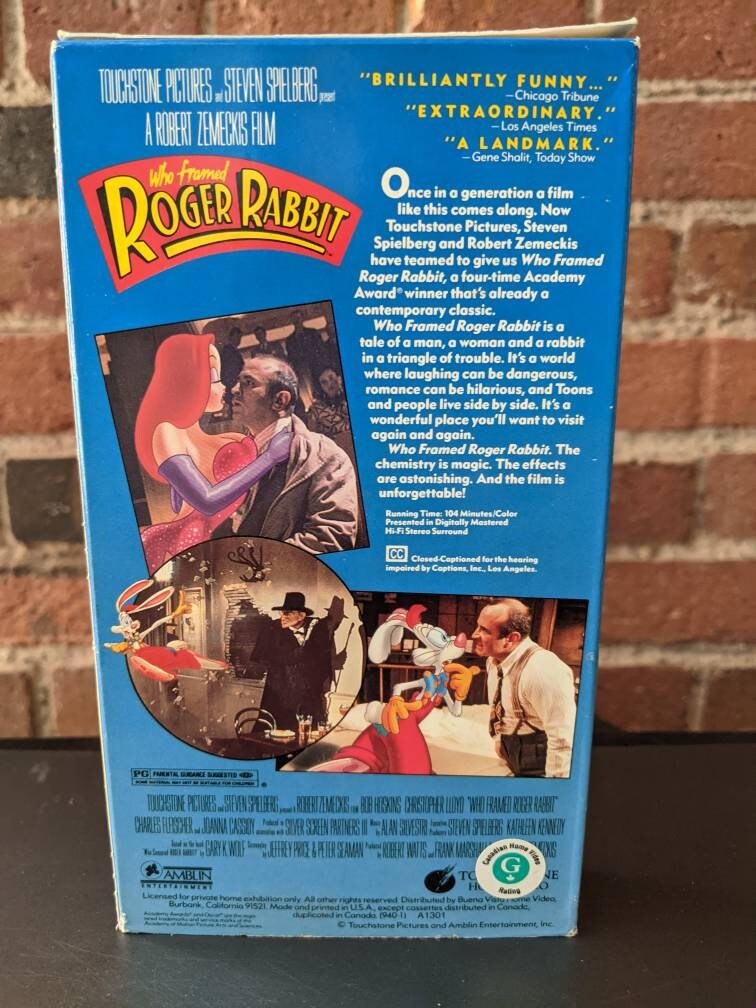 Vintage VHS Who Framed Roger Rabbit 1988 Movie Starring Bob Hoskins ...