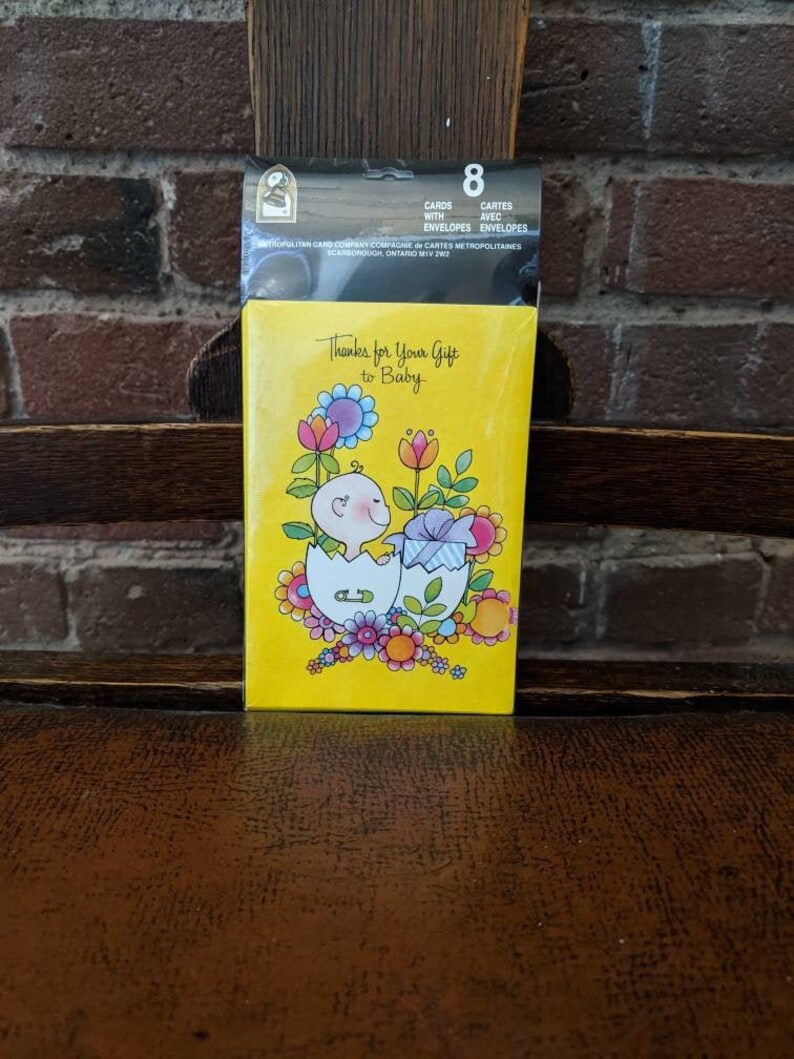 Vintage 1980s 80s Thank You Card Baby Shower Made in