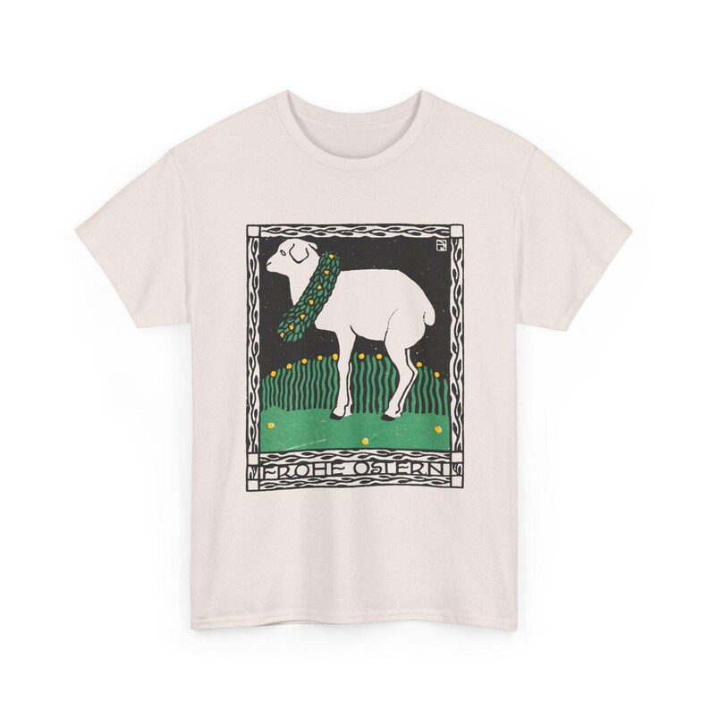 josef von diveky happy easter (frohe ostern) color lithograph lamb 1909 graphic tshirt Ice Grey