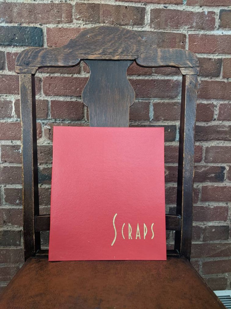 Vintage 1960s Red and Gold Scrap Book with Original Paper Unused by Hutchings and Patrick Ottawa Gold Embossed Font