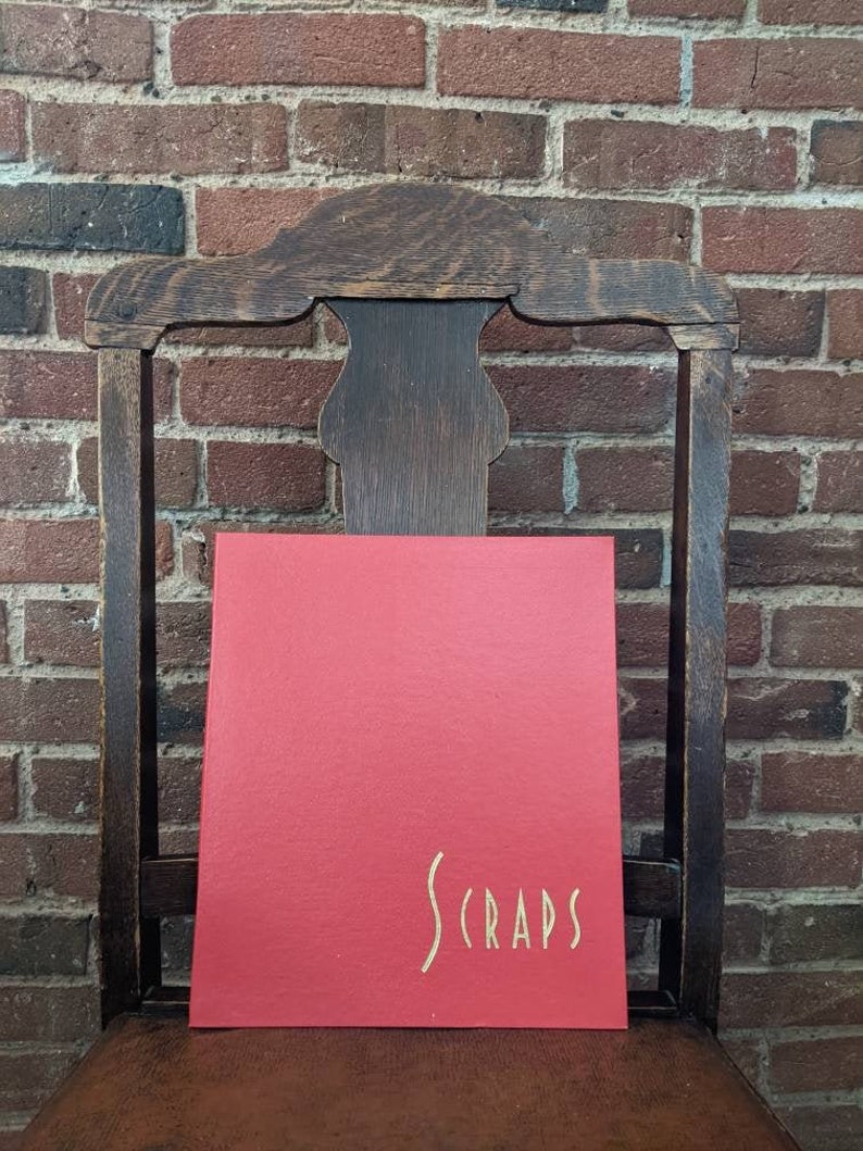 Vintage 1960s Red and Gold Scrap Book with Original Paper Unused by Hutchings and Patrick Ottawa Gold Embossed Font
