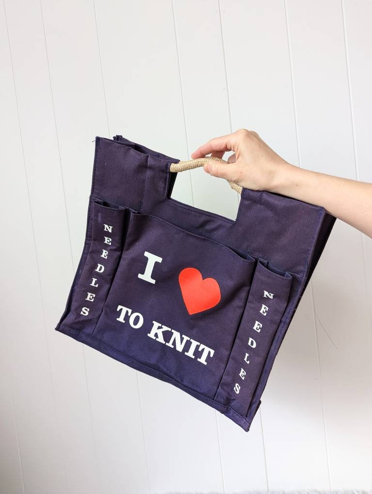 Love to Knit Gift Organic Canvas Knitting Bag/organizer With