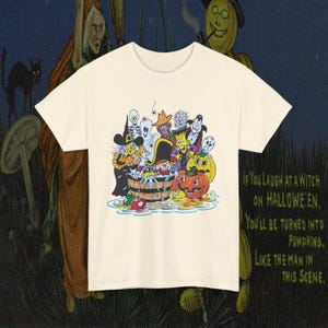 vintage grafische cartoon halloween-t-shirt