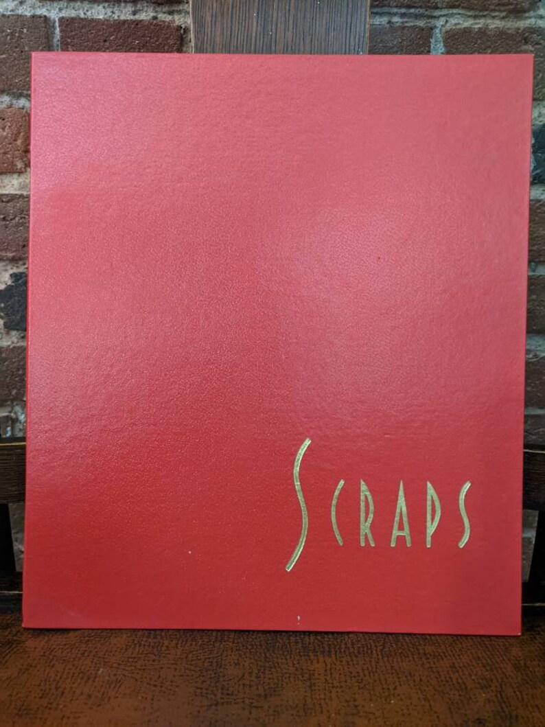 Vintage 1960s Red and Gold Scrap Book with Original Paper Unused by Hutchings and Patrick Ottawa Gold Embossed Font