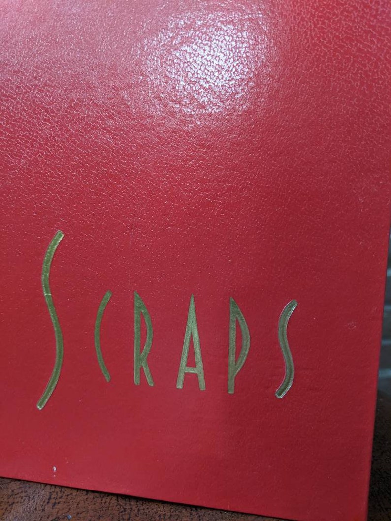 Vintage 1960s Red and Gold Scrap Book with Original Paper Unused by Hutchings and Patrick Ottawa Gold Embossed Font