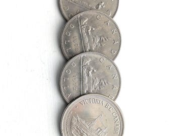 本物の1958年カナダ銀貨（80%） - トーテムポールデザイン - Etsy 日本