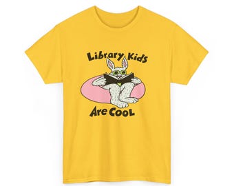 Library Kids Rabbit Graphic T-shirt: 90s Vintage Style - Etsy