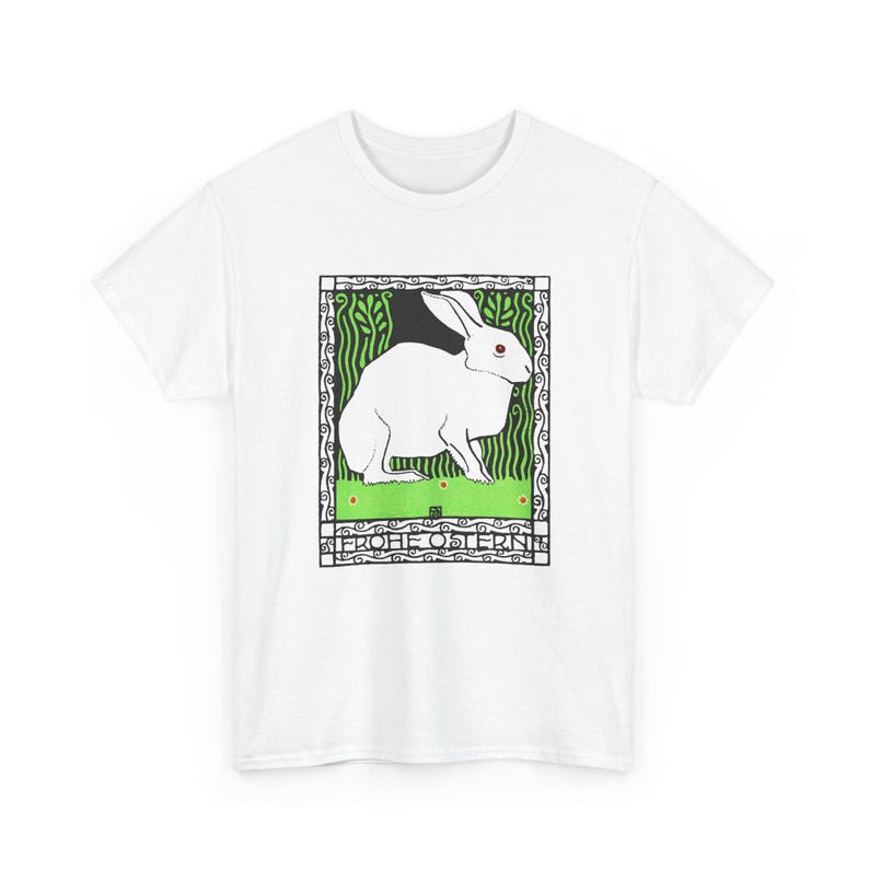 josef von diveky happy easter (frohe ostern) color lithograph bunny 1909 graphic tshirt White