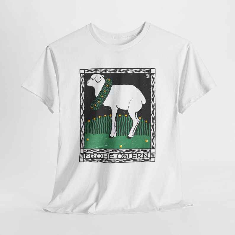 josef von diveky happy easter (frohe ostern) color lithograph lamb 1909 graphic tshirt image 15