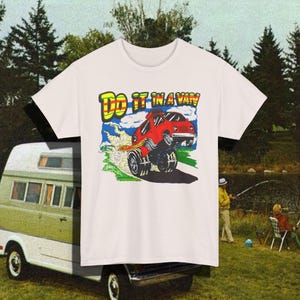 vintage 1975 do it in a van graphic on a new tshirt