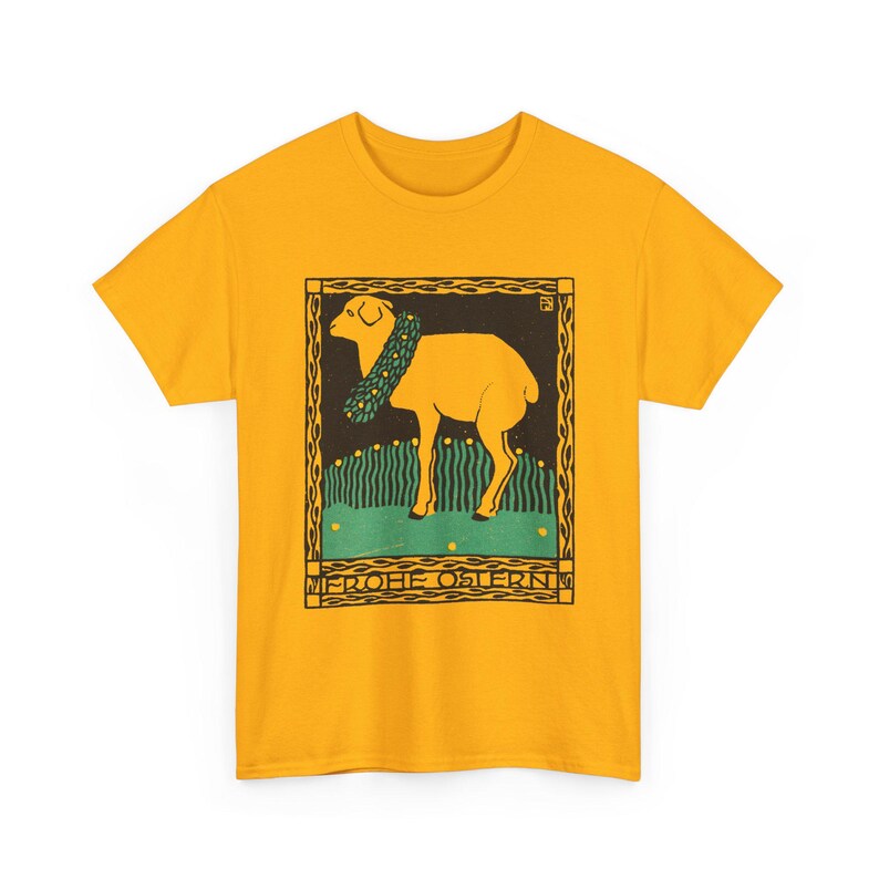 josef von diveky happy easter (frohe ostern) color lithograph lamb 1909 graphic tshirt Gold