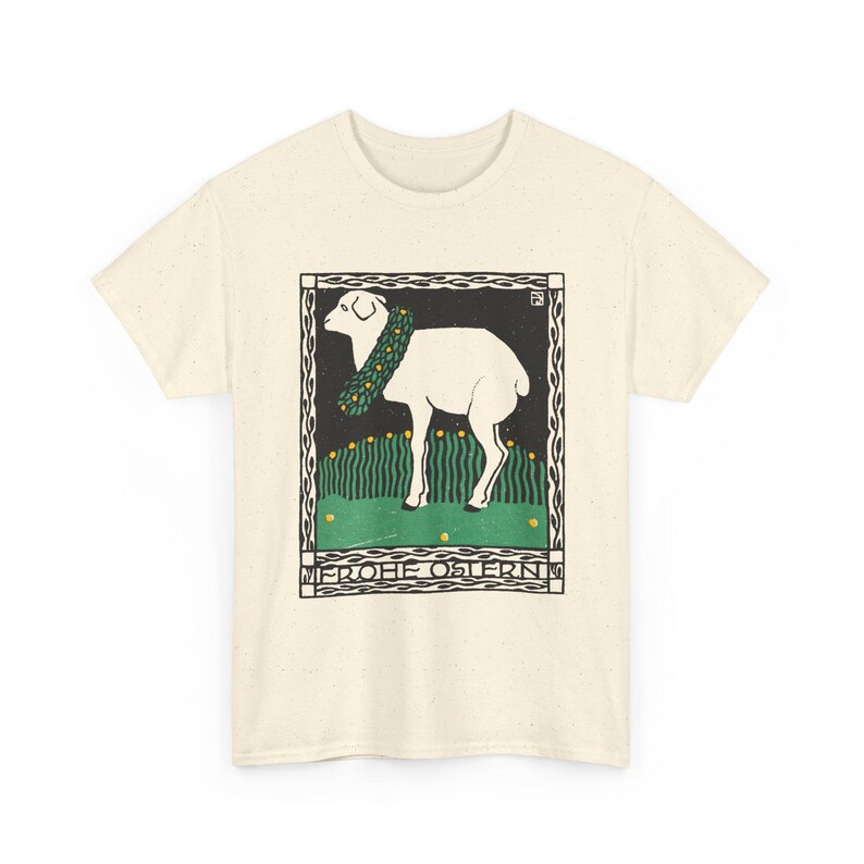 josef von diveky happy easter (frohe ostern) color lithograph lamb 1909 graphic tshirt Natural