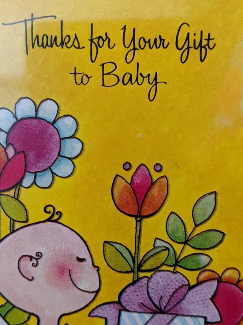 Vintage 1980s 80s Thank You Card Baby Shower Made in