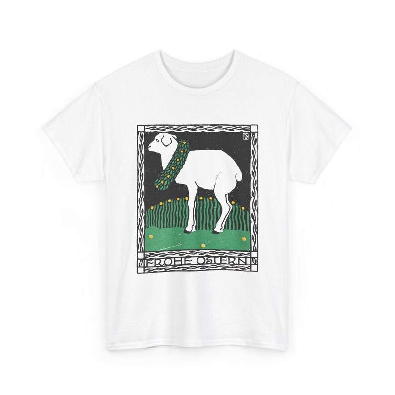 josef von diveky happy easter (frohe ostern) color lithograph lamb 1909 graphic tshirt White