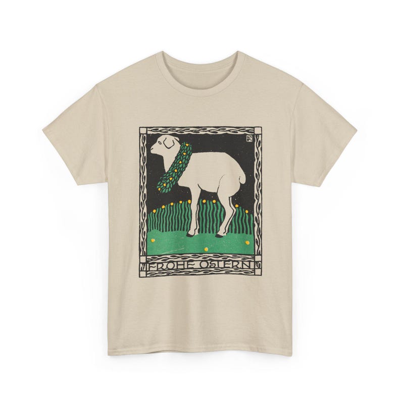 josef von diveky happy easter (frohe ostern) color lithograph lamb 1909 graphic tshirt Sand