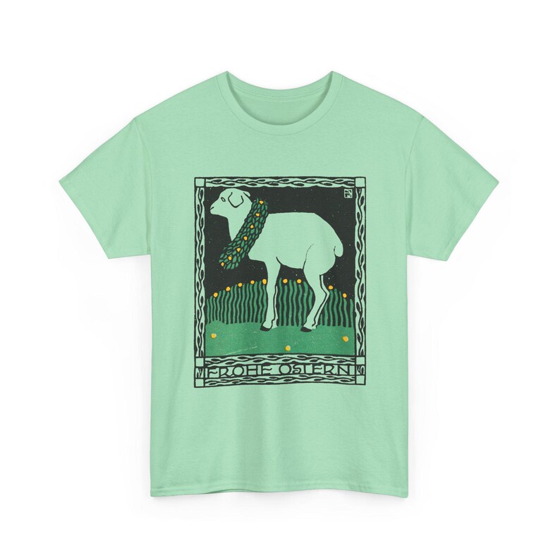 josef von diveky happy easter (frohe ostern) color lithograph lamb 1909 graphic tshirt Mint Green