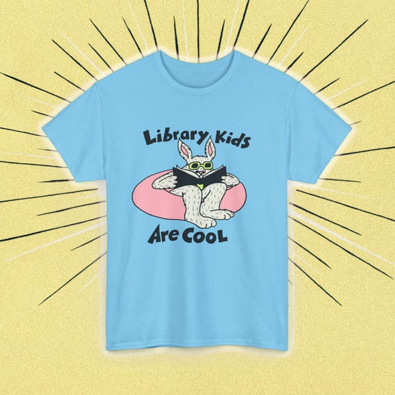 Library Kids Rabbit Graphic T-shirt: 90s Vintage Style - Etsy