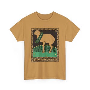 josef von diveky happy easter (frohe ostern) color lithograph lamb 1909 graphic tshirt Old Gold