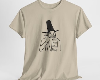 Réplica de la máscara de trucha del Capitán Beefheart y su banda mágica. Réplica de la camiseta con boceto.