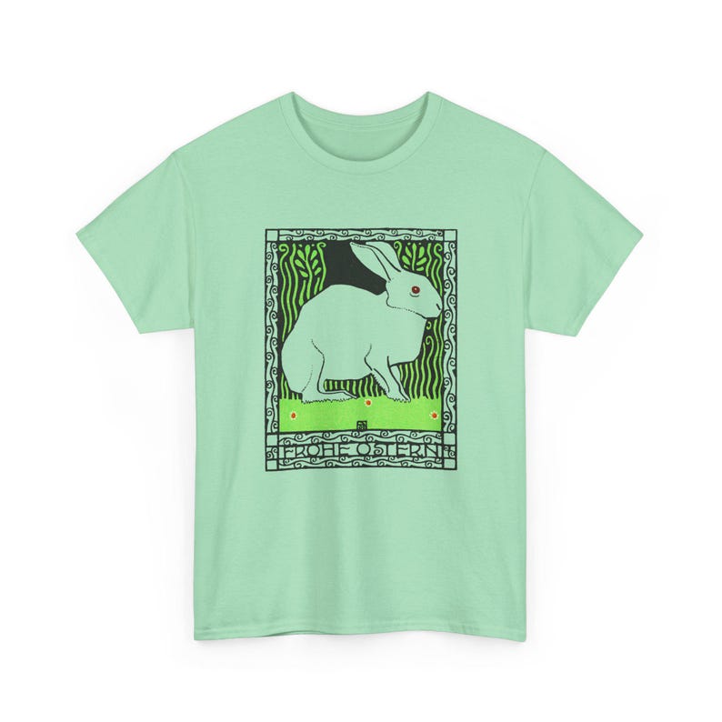 josef von diveky happy easter (frohe ostern) color lithograph bunny 1909 graphic tshirt Mint Green