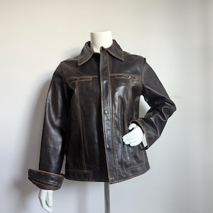 Vintage Gap Leather Trucker Jacket - Etsy