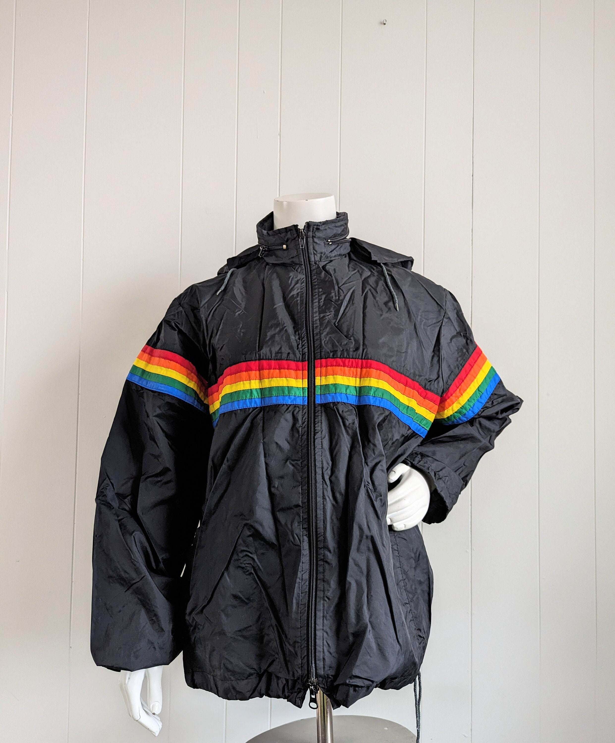 Chaqueta reflectante holográfica unisex, abrigo Rainbow Rave Wear