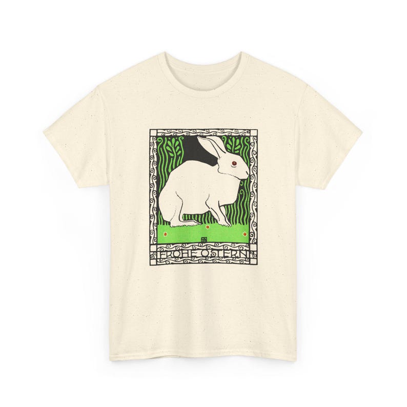 josef von diveky happy easter (frohe ostern) color lithograph bunny 1909 graphic tshirt Natural