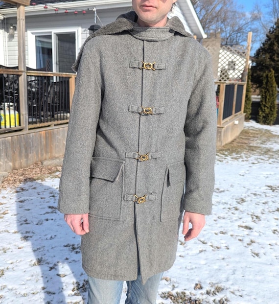 Vintage 1950s Eaton's of Canada the Mountie Coat Grey Wool Duffel