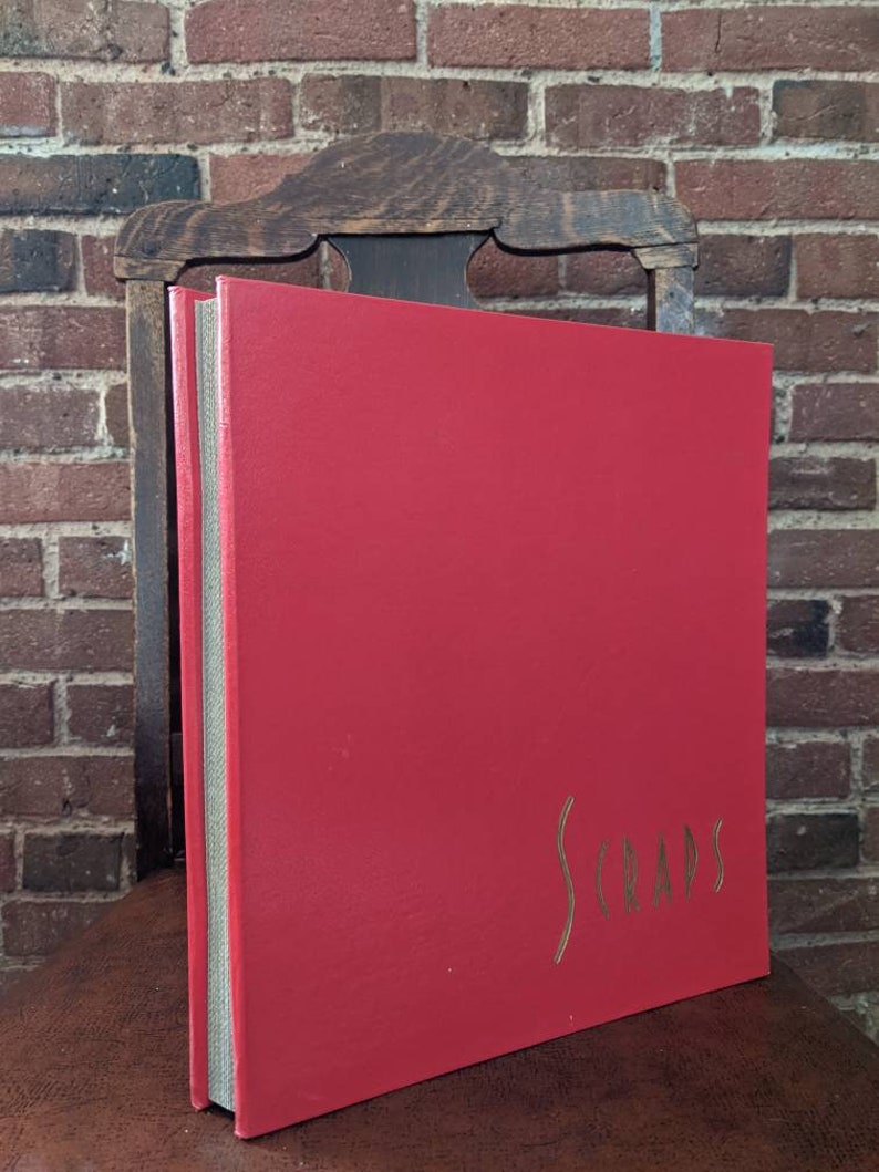 Vintage 1960s Red and Gold Scrap Book with Original Paper Unused by Hutchings and Patrick Ottawa Gold Embossed Font