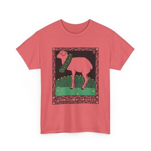 josef von diveky happy easter (frohe ostern) color lithograph lamb 1909 graphic tshirt Coral Silk
