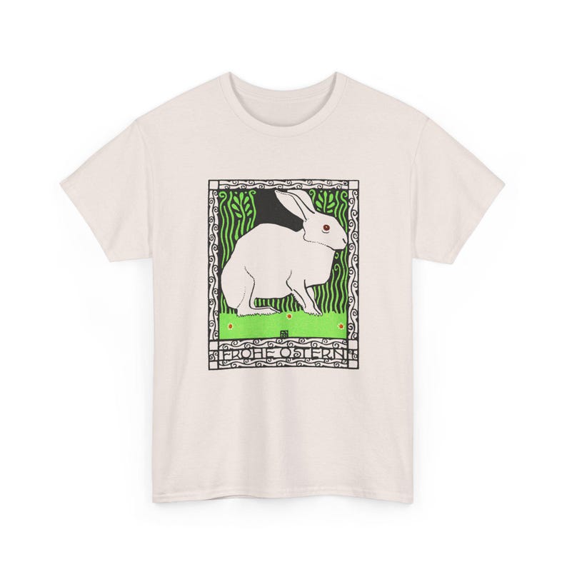 josef von diveky happy easter (frohe ostern) color lithograph bunny 1909 graphic tshirt Ice Grey