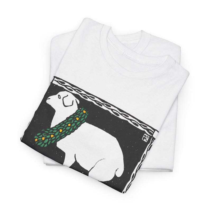 josef von diveky happy easter (frohe ostern) color lithograph lamb 1909 graphic tshirt image 14