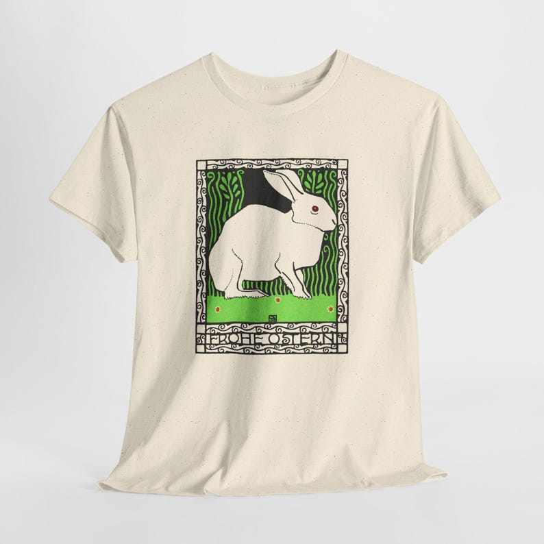 josef von diveky happy easter (frohe ostern) color lithograph bunny 1909 graphic tshirt image 1