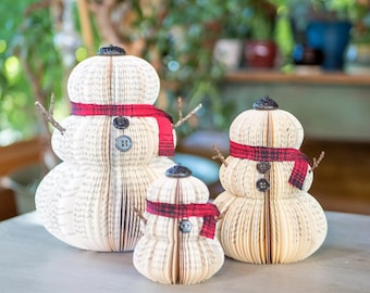 Book Page Snowman-Literary Gift-Christmas Decor-Holiday Decor-Christmas Gifts-Eco-Friendly-Book Exchange-Winter Decor-Gifts under 30
