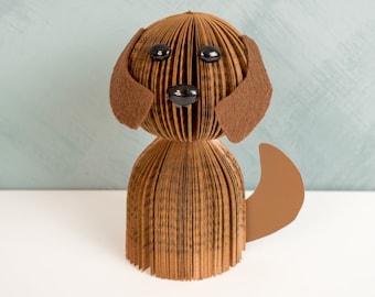 Brown Book Dog-Dog Decor-Dog Lover Gift-Book Gift-Upcycled Decor-Cute Dog Gift-Christmas Gift under 30-Dog Desk Decor