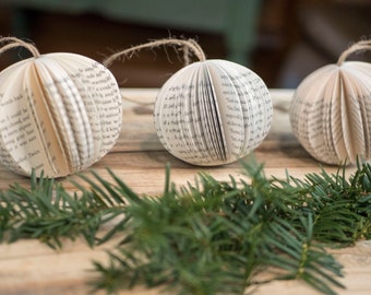 Book Page Christmas Ornament: Literary Holiday Decor
