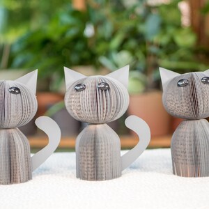 Gray Cat-Cat Decor-Cat Shelf Sitter-Cat Lover Gift-Book Gift-Upcycled Decor-Cute Cat Gift-Christmas Gift under 30-Cat Desk Decor image 2