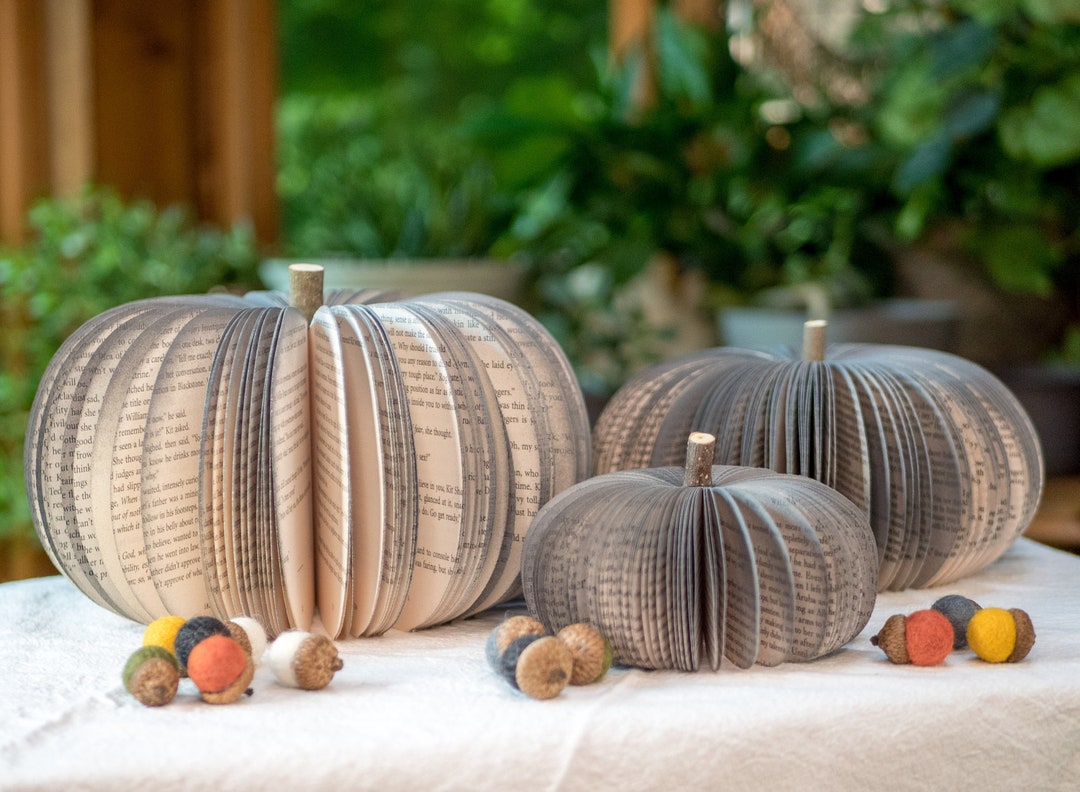 Warm Gray Book Pumpkinsfall Decorthanksgiving Table Decorhalloween