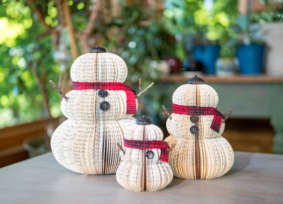 Snowman Christmas Decor Book Themed Holiday Decor Book Exchange Gift