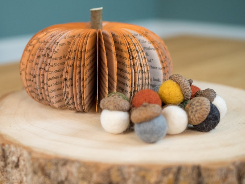 Set of 12 Felt Acorns-Fall Decor-Thanksgiving Table Decor-Felt Balls-Bowl Fillers-Felt Ball Decorations-Felt Acorn Ornaments-Autumn Decor image 4