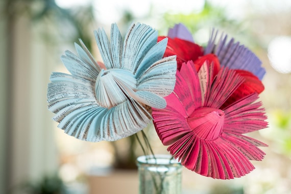 Book Flower Gift for Mom Literary Teacher Gift Valentines and Mothers Day Unique Gift