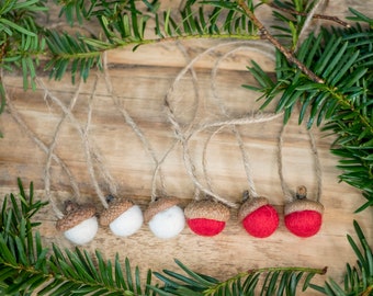 Felt Acorn Ornaments-Christmas Decor-Holiday Decor-Holiday Ornaments-Christmas Ornaments-Felt Ball Decor-Winter Wedding Decor-Tree Ornaments
