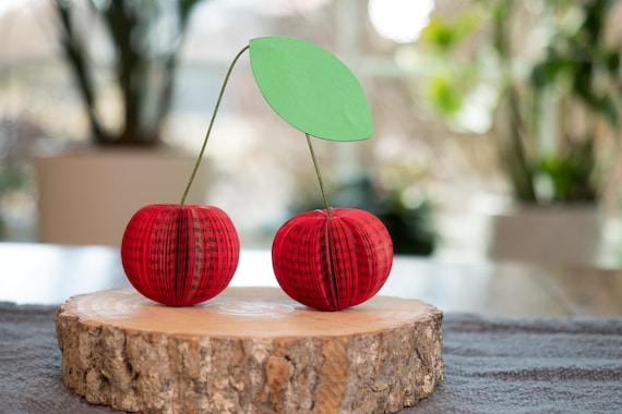 Cherry Decor Bookish Gift Literary Lover Summer Fruit Paper Anniversary Cherry Party Decor