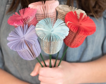 Bell Flower Bookish Gift for Mothers Day Gift Faux Flowers Centerpiece Book Decor Unique Gift