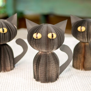 Black Cat-Halloween Decor-Cat Decor-Spooky Decor-Fall Decor-Cat Lover Gift-Book Gift-Halloween Table Decor-Upcycled Decor