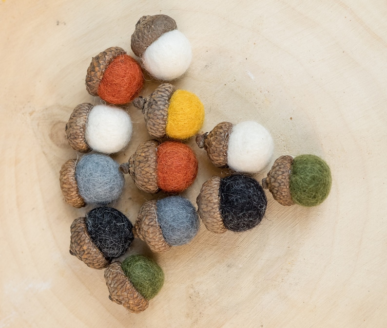 Set of 12 Felt Acorns-Fall Decor-Thanksgiving Table Decor-Felt Balls-Bowl Fillers-Felt Ball Decorations-Felt Acorn Ornaments-Autumn Decor image 8