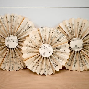 Sheet Music Paper Fans-Music Decor-Paper Rosettes-Music Theme Party-Music Wedding Decor-Music Pages-Vintage Themed Wedding-Song Decor