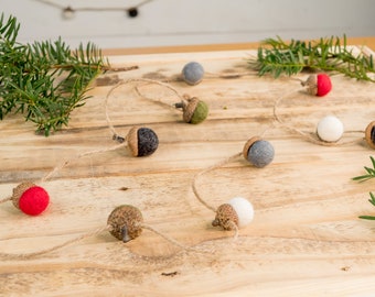 Felt Acorn Garland-Christmas Decor-Holiday Decor-Holiday Table Decor-Bowl Filler-Felt Ball Decor-Winter Wedding Decor-Mantle Garland