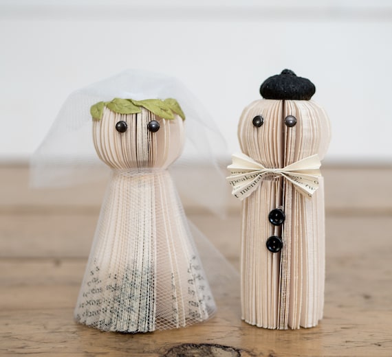 Cake Topper Wedding Book Themed Bride and Groom